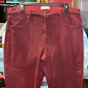 LOFT cranberry color skinny jeans size 14